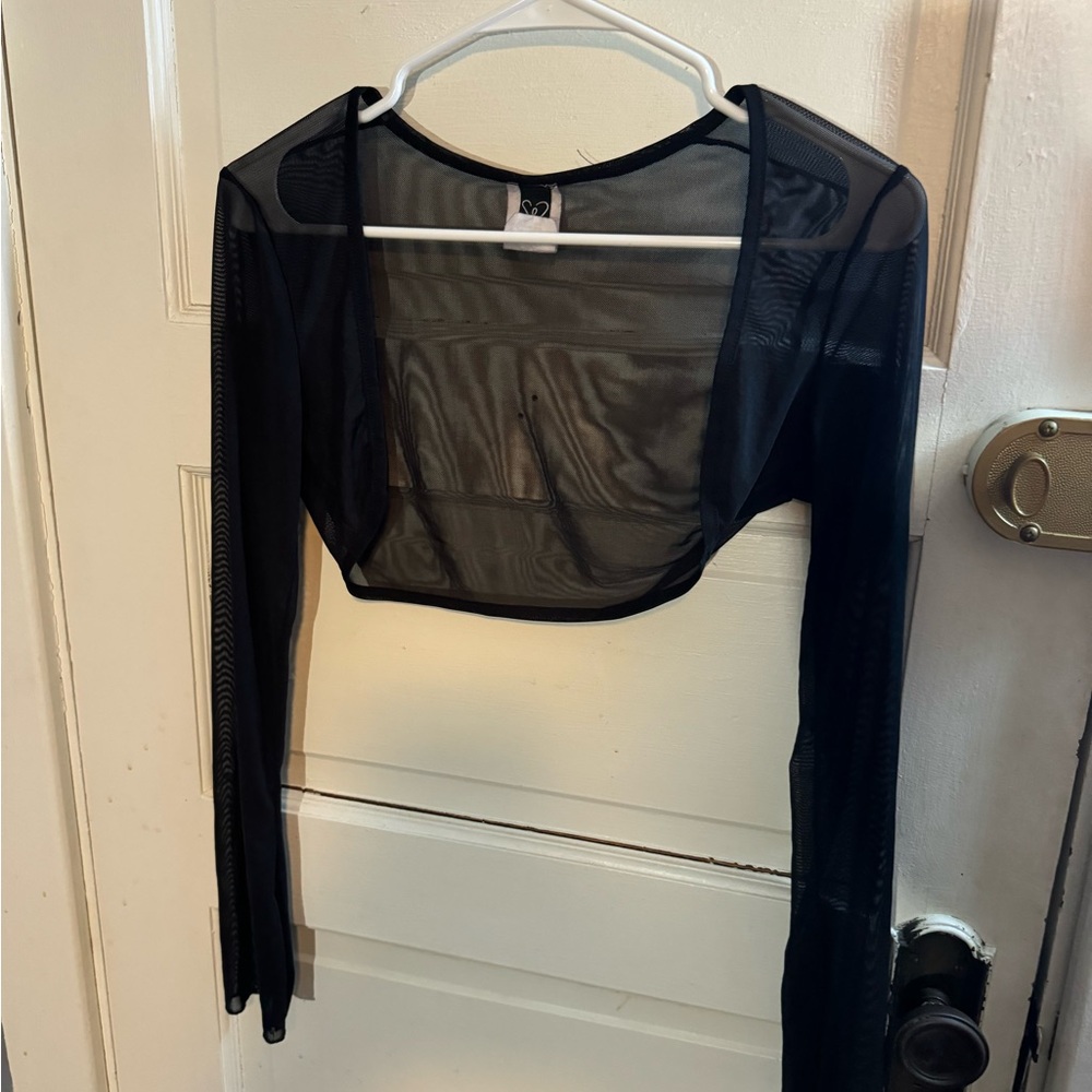 Windsor Black Sheer Long-Sleeve Crop Bolero